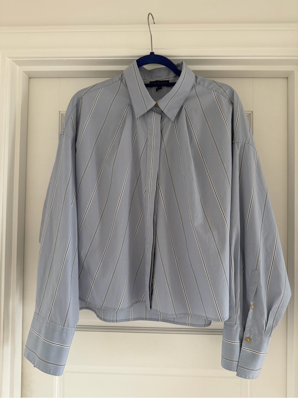 rag & bone Martha Stripe Cotton Poplin button up, size xl